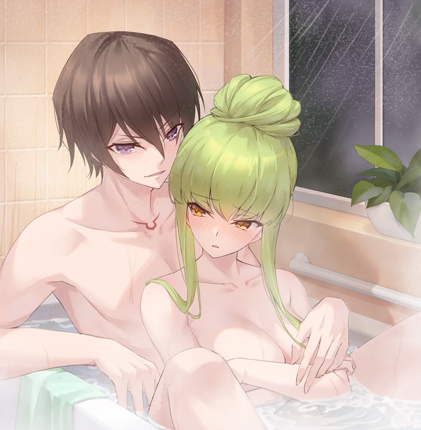 c.c. and lelouch vi britannia (code geass) drawn by aoba_aratame_ni