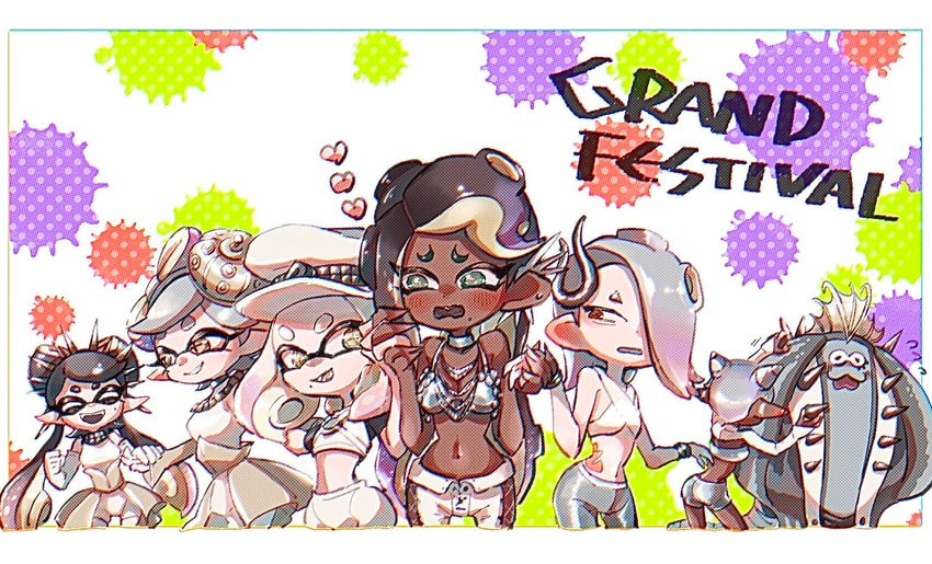 shiver, marina, callie, frye, marie, and 2 more (splatoon and 1 more) drawn by gari_osushi