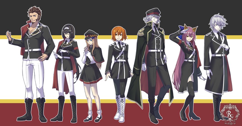fujimaru ritsuka, tamamo, abigail williams, tamamo no mae, napoleon bonaparte, and 3 more (fate and 1 more) drawn by satsuki_ame