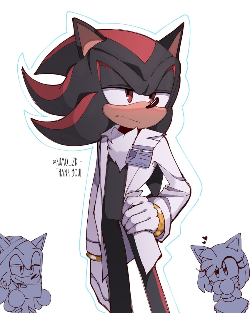 sonic the hedgehog, shadow the hedgehog, and amy rose (sonic) drawn by kumo_zd