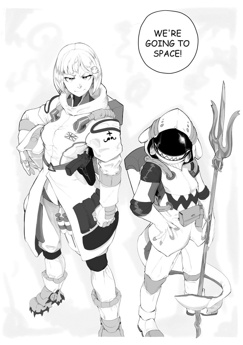 gawr gura and watson amelia (hololive and 1 more) drawn by drawinik