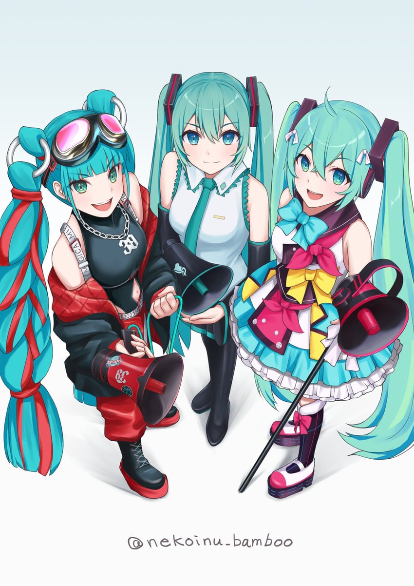 hatsune miku and magical mirai miku (vocaloid and 2 more) drawn by nekoinu_bamboo