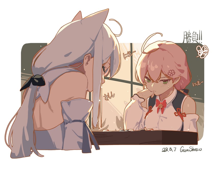 shirakami fubuki and sakura miko (hololive) drawn by gum_shrew