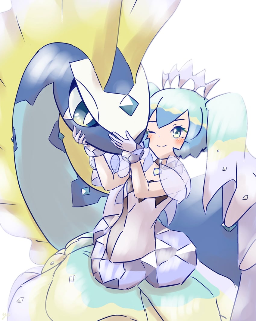 hatsune miku, aurorus, and rock miku (pokemon and 2 more) drawn by yu_(pocketsun636)