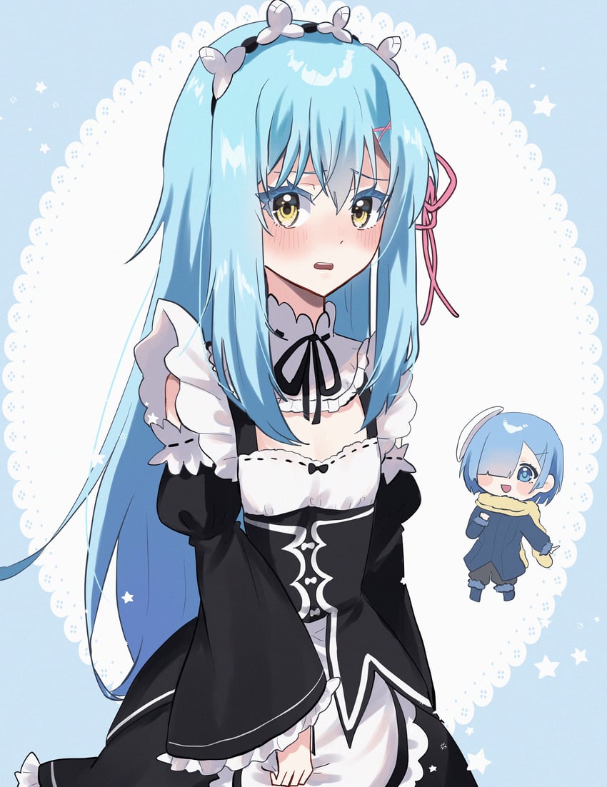 rem and rimuru tempest (re:zero kara hajimeru isekai seikatsu and 1 more) drawn by chocoeiru