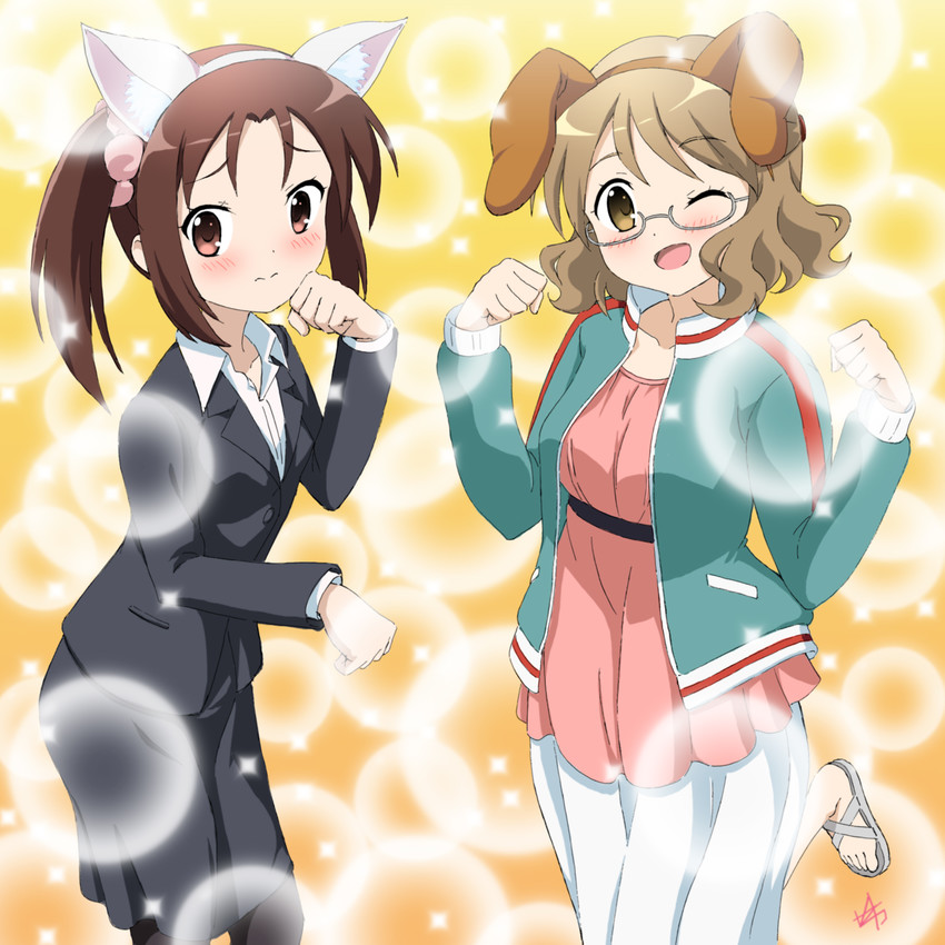kuzehashi akari and karasuma sakura (kin-iro mosaic) drawn by vzmk2