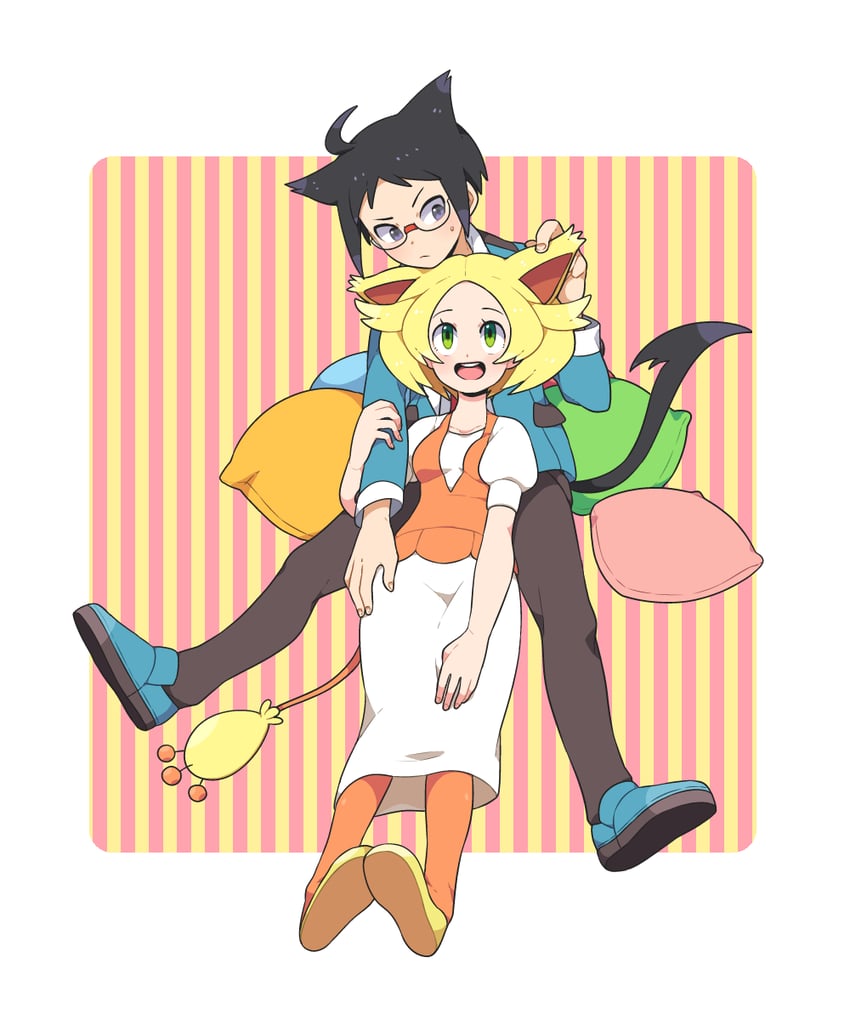 bianca and cheren (pokemon and 1 more) drawn by moyori
