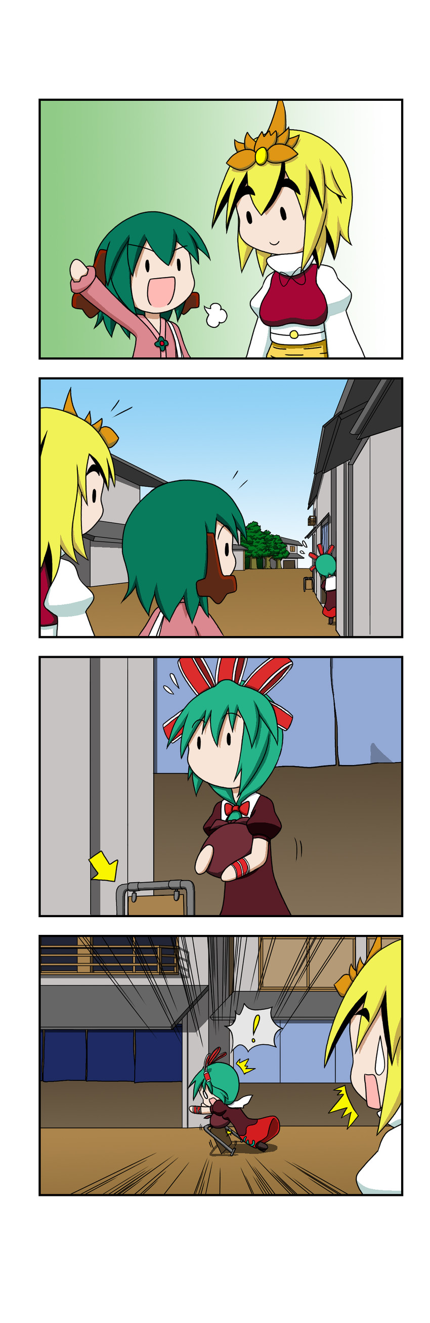 kagiyama hina, toramaru shou, and kasodani kyouko (touhou) drawn by rakugaki-biyori