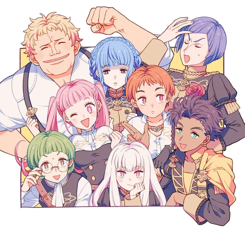 hilda valentine goneril, lysithea von ordelia, marianne von edmund, claude von riegan, leonie pinelli, and 3 more (fire emblem and 1 more) drawn by komasawa_(fmn-ppp)