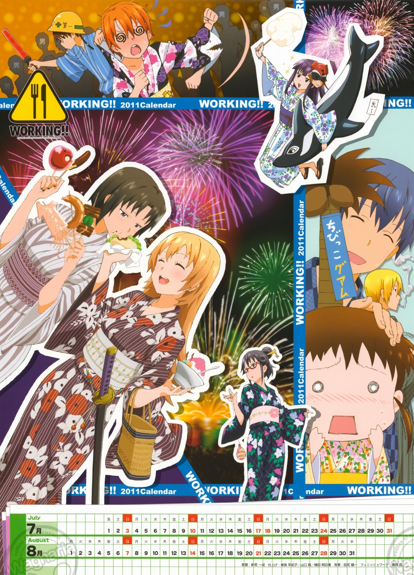 taneshima popura, inami mahiru, yamada aoi, todoroki yachiyo, satou jun, and 3 more (working!!) drawn by arakaki_issei