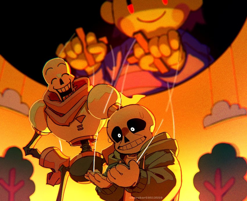chara, sans, and papyrus (undertale) drawn by korokor59513559