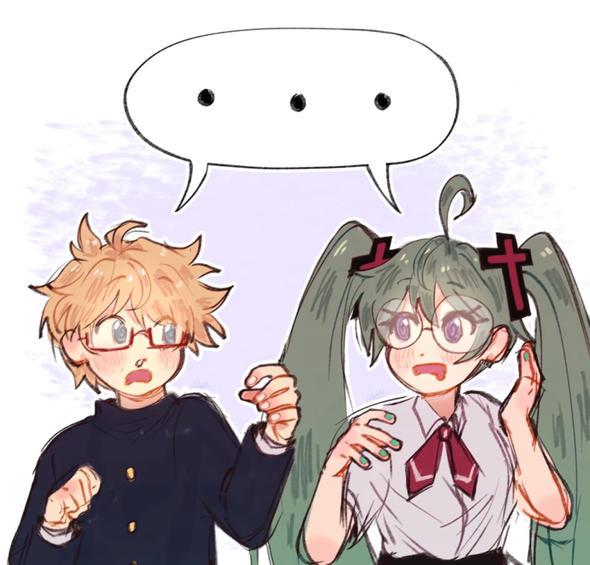 hatsune miku and kagamine len (vocaloid and 2 more) drawn by m4ycrowave