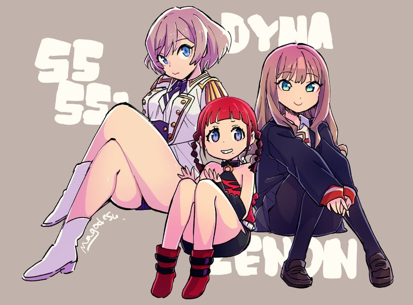 minami yume, mujina, and asukagawa chise (gridman universe and 1 more) drawn by mago