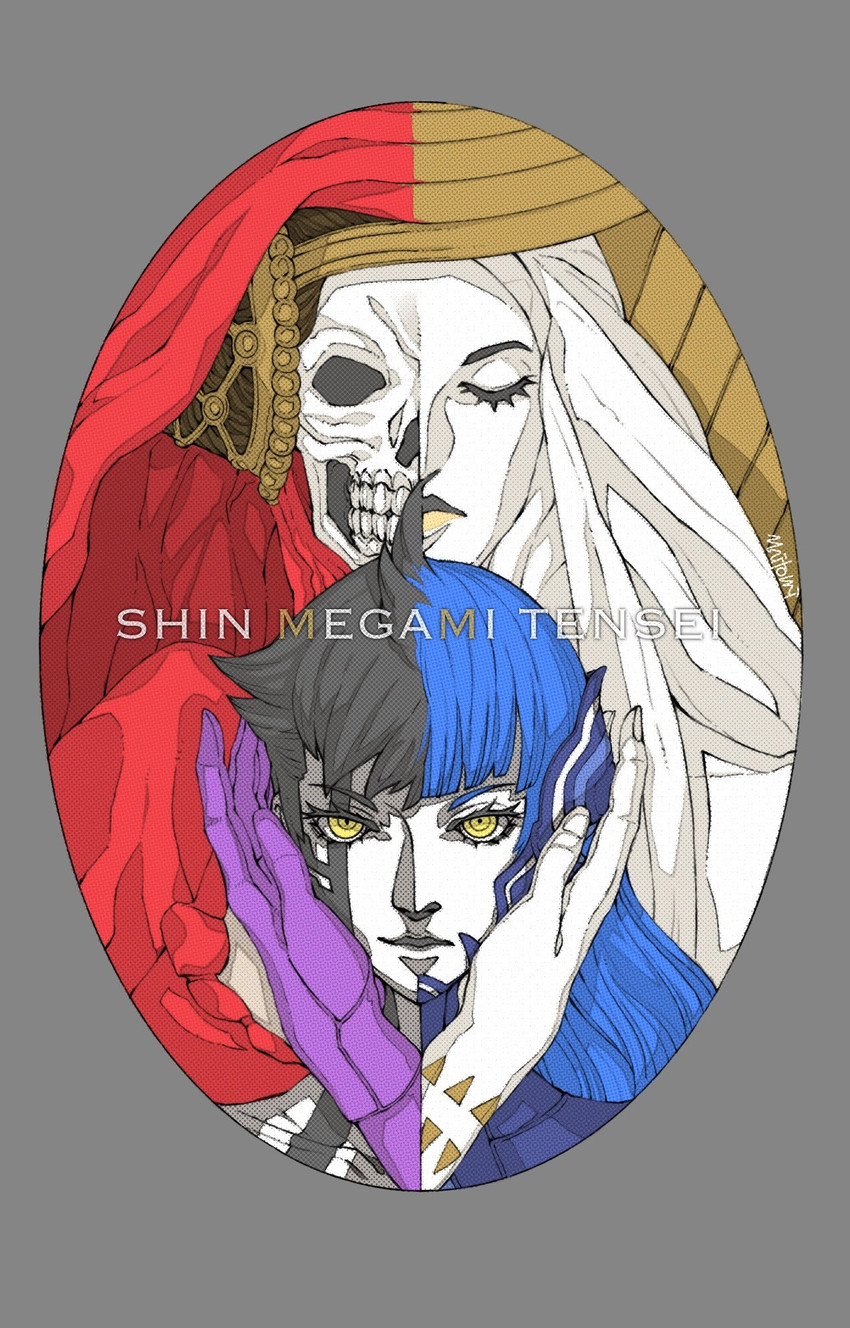 protagonist, demi-fiend, mother harlot, and maria (shin megami tensei and 3 more) drawn by o_mitomi