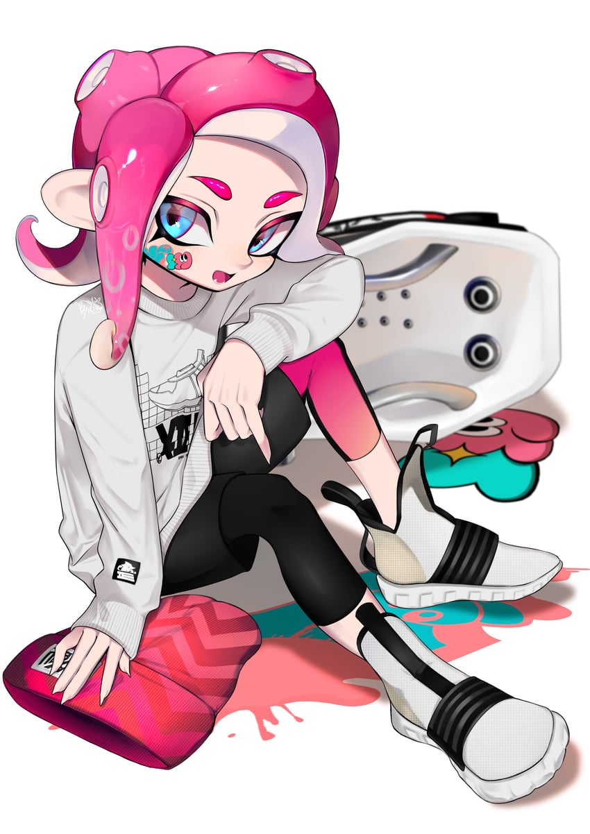 octoling player character and octoling girl (splatoon and 1 more) drawn by ujijino