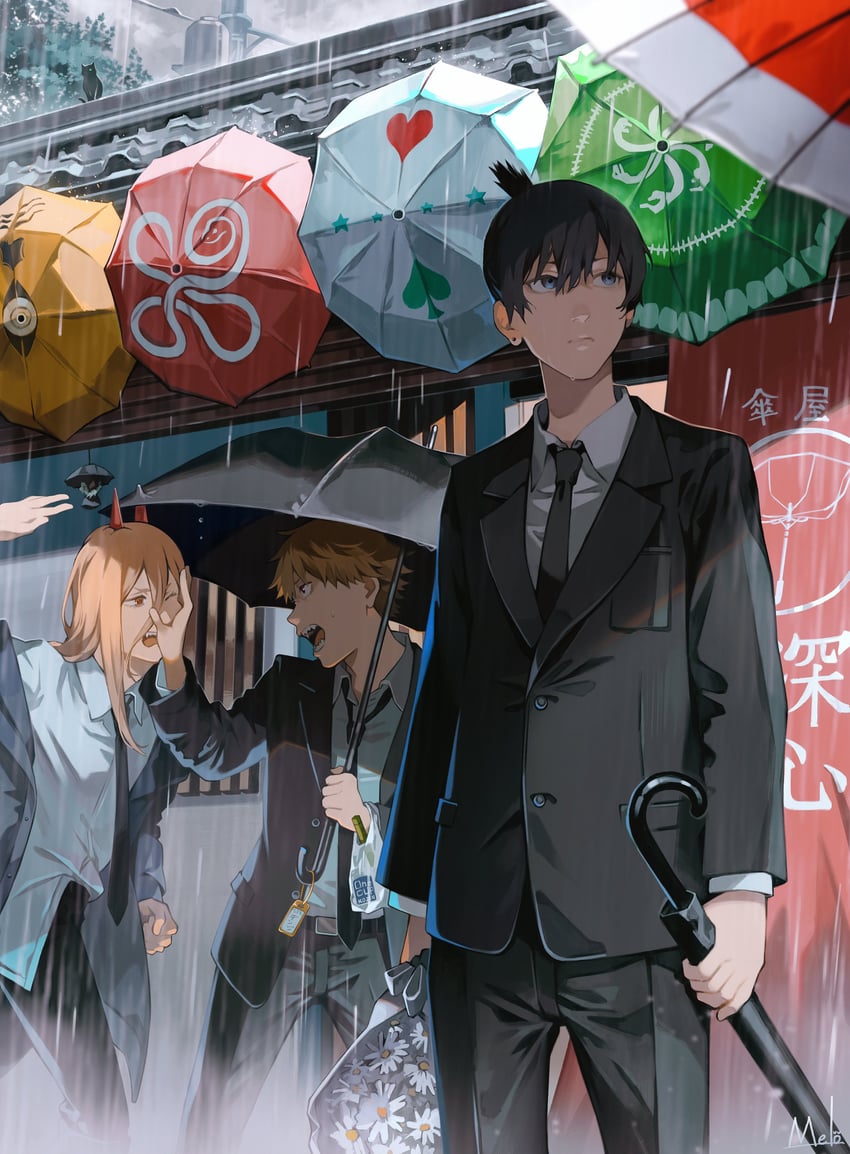 power, denji, hayakawa aki, and future devil (chainsaw man) drawn by kyuuba_melo