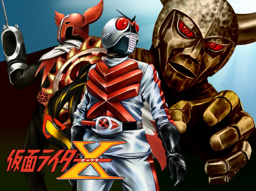 kamen rider x, apollo geist, and king dark (kamen rider and 1 more) drawn by sei_mon
