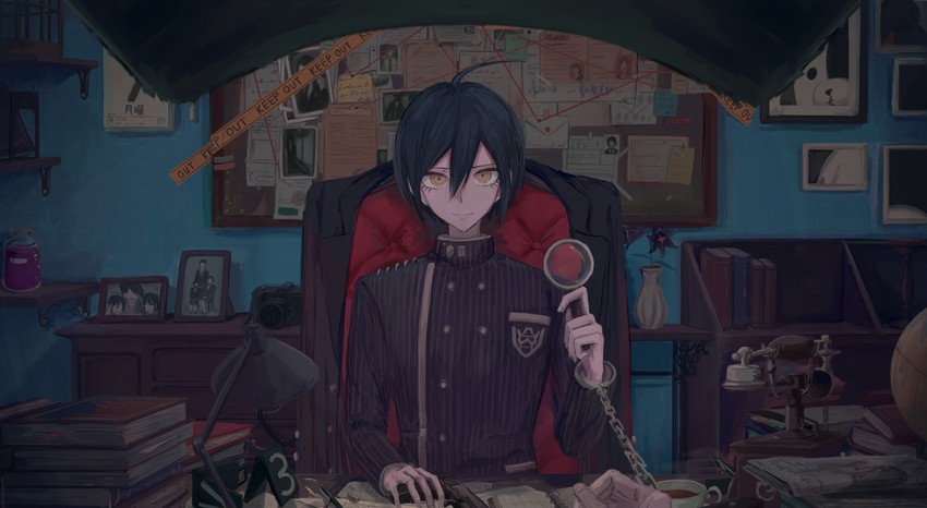 saihara shuichi, harukawa maki, monokuma, and momota kaito (danganronpa and 1 more) drawn by iumi_urura
