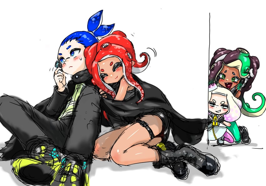 inkling player character, octoling player character, octoling girl, inkling boy, agent 8, and 3 more (splatoon and 2 more) drawn by koharu2.5