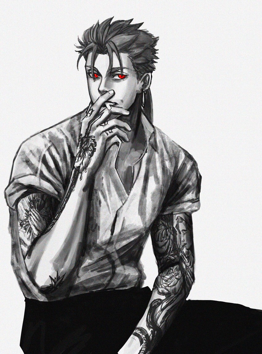 cu chulainn (fate and 1 more) drawn by moratori_amu
