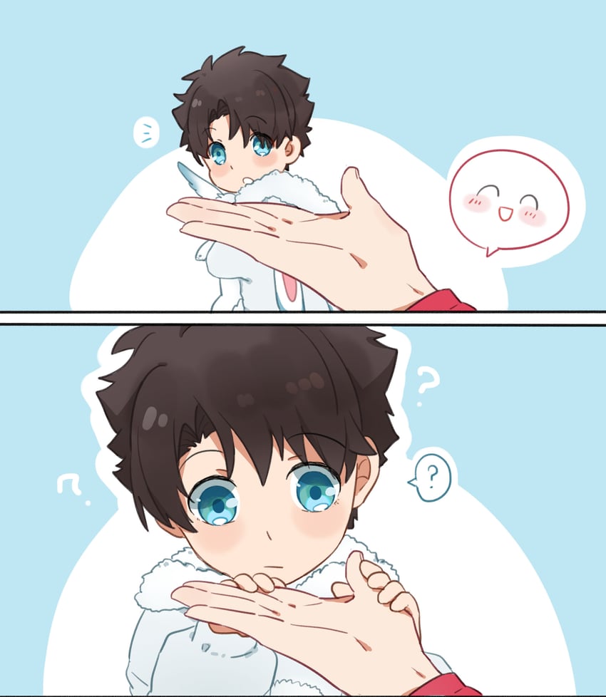fujimaru ritsuka, tohsaka rin, and fou (fate and 2 more) drawn by konsan_(shinonome_root3)