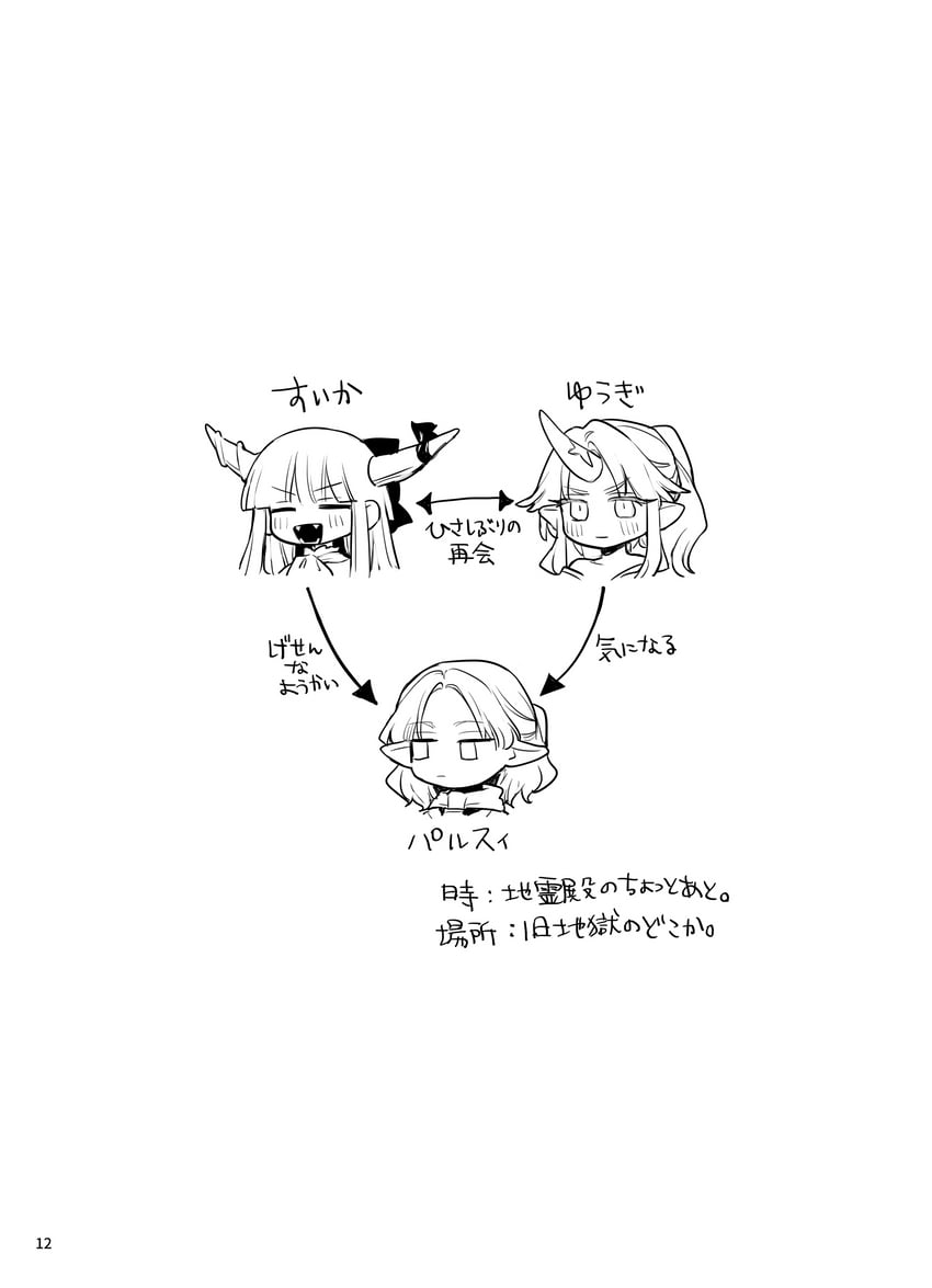 ibuki suika, mizuhashi parsee, and hoshiguma yuugi (touhou) drawn by risui_(suzu_rks)