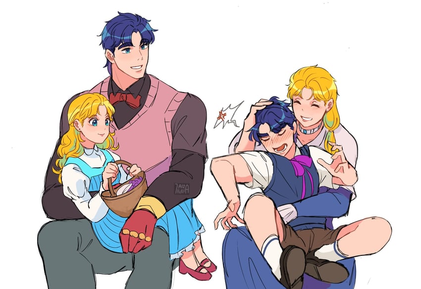 jonathan joestar and erina pendleton (jojo no kimyou na bouken and 1 more) drawn by 7aizagatha