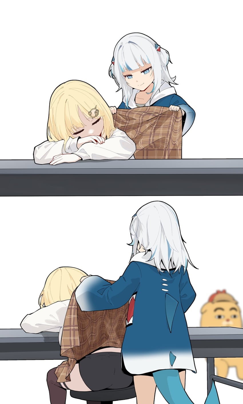 gawr gura, watson amelia, and bubba (hololive and 1 more) drawn by jon_eve