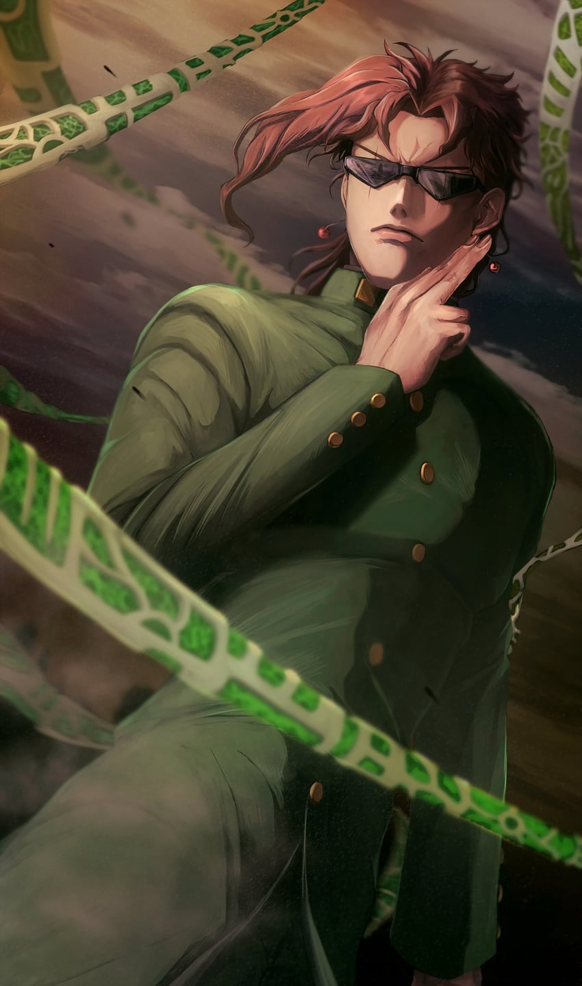 kakyoin noriaki (jojo no kimyou na bouken and 1 more) drawn by sano_(hospital_0434)