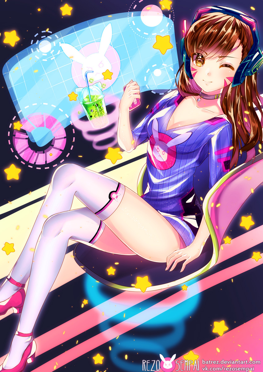 d.va (overwatch and 1 more) drawn by by_mirin