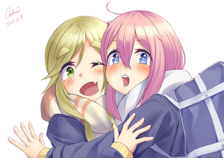 kagamihara nadeshiko and inuyama aoi (yurucamp) drawn by chakuma_(yiyh1468)