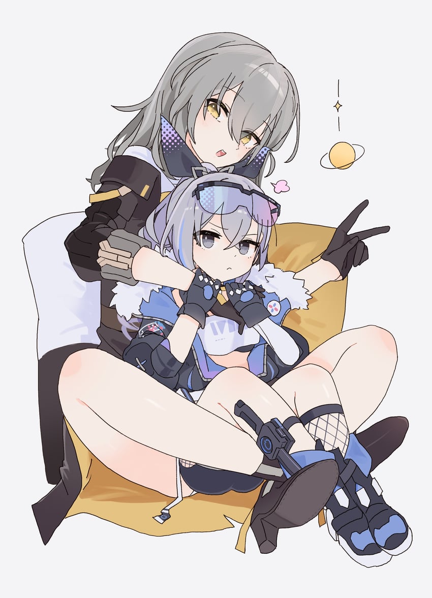 trailblazer, stelle, and silver wolf (honkai and 1 more) drawn by origami_gyokuo