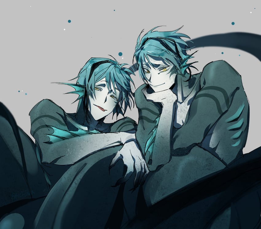 floyd leech and jade leech (twisted wonderland) drawn by sickjwa
