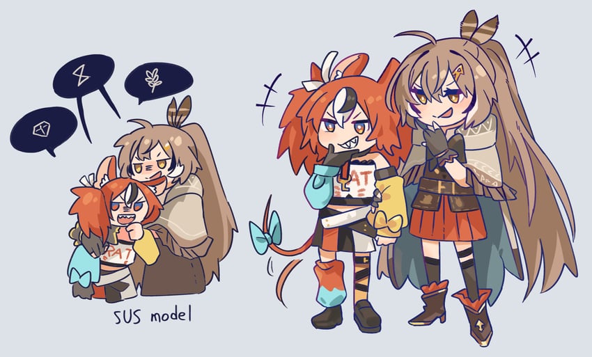nanashi mumei and hakos baelz (hololive and 1 more) drawn by fongban_illust