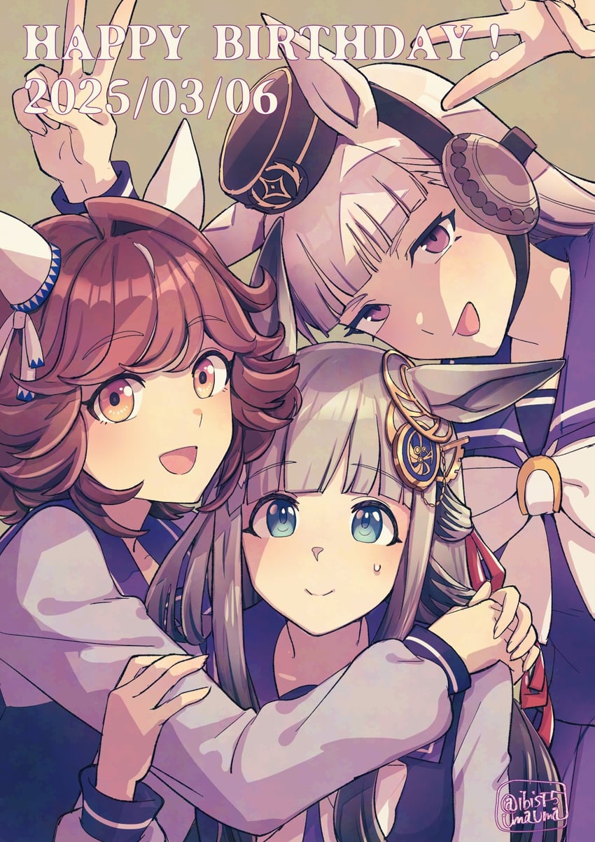 gold ship, chrono genesis, and haiseiko (umamusume) drawn by hi_(ibisf5umauma)