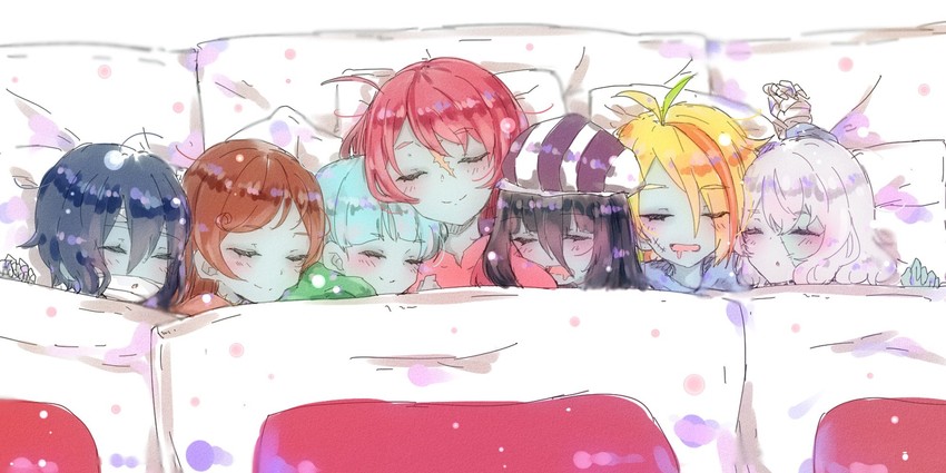 konno junko, minamoto sakura, mizuno ai, nikaidou saki, hoshikawa lily, and 2 more (zombie land saga) drawn by ria_(thiho1227)