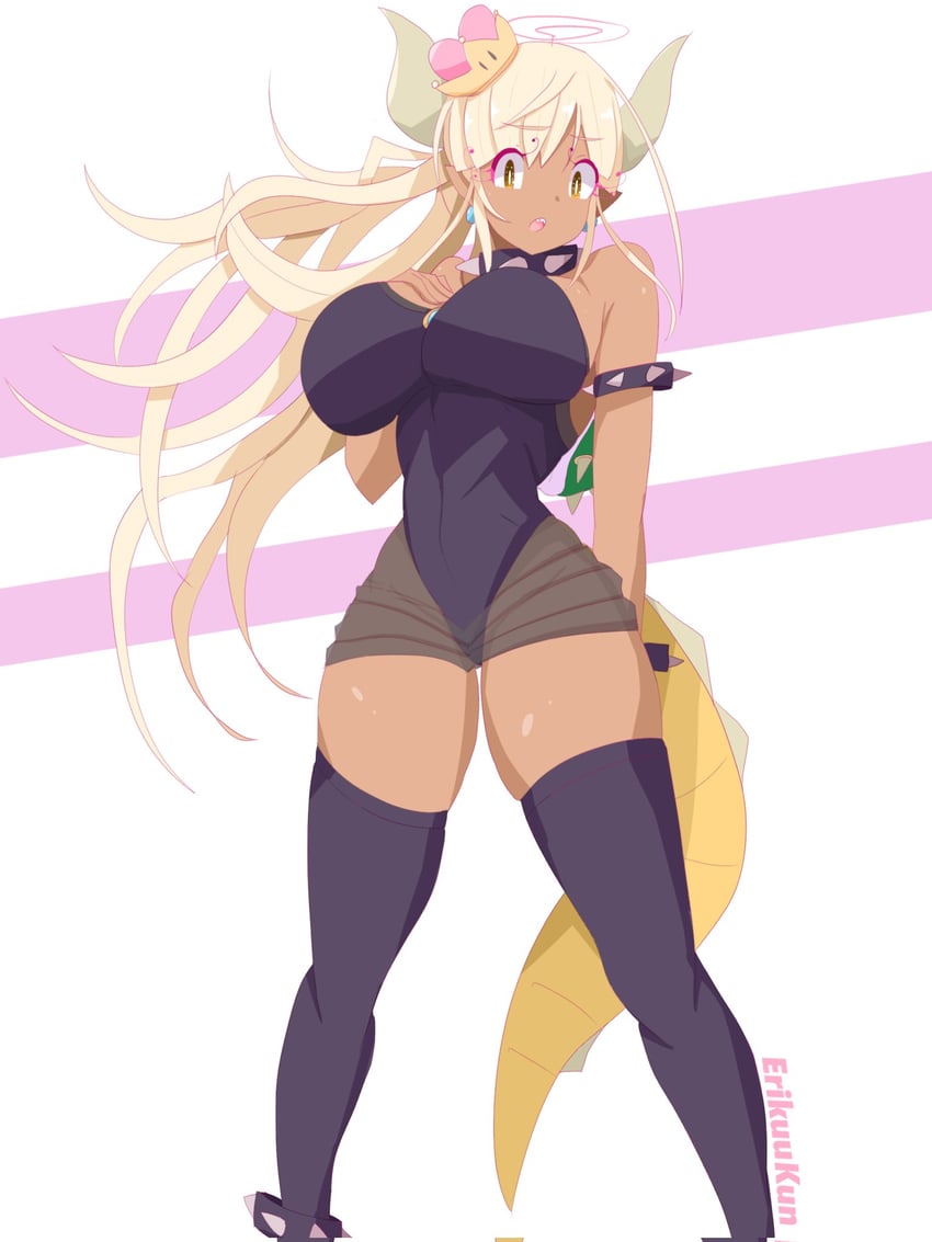 bowsette and tsukumo sana (hololive and 3 more) drawn by erikuukun