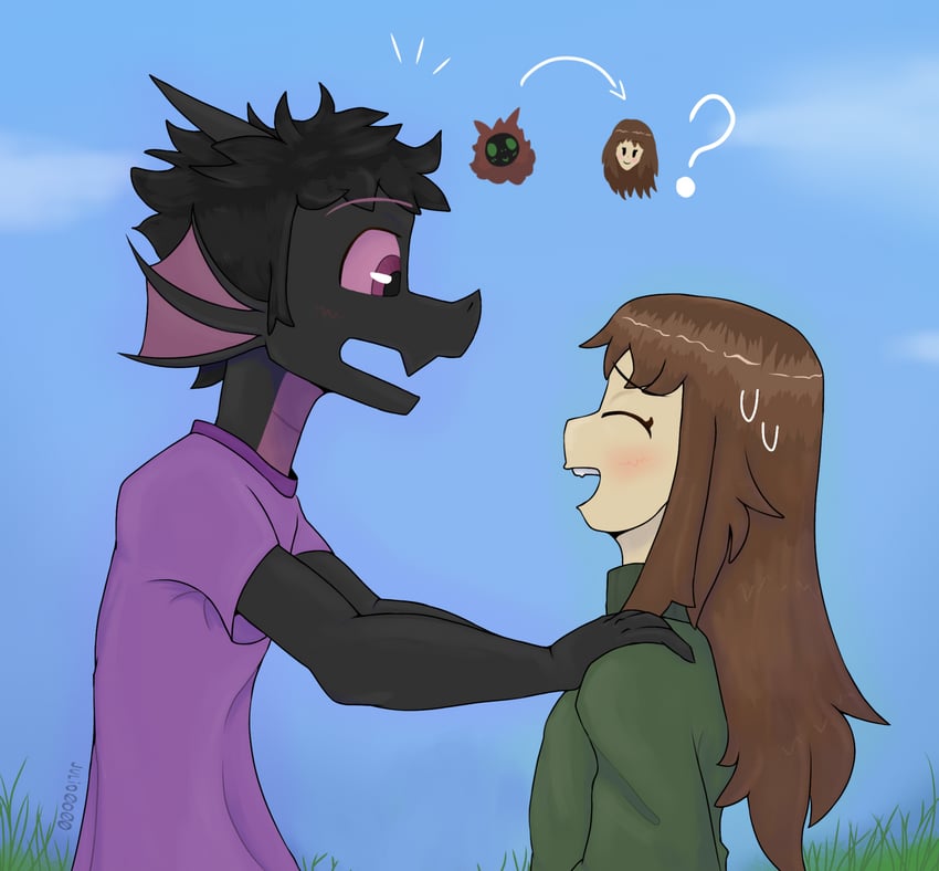 julio the protogen and isaac (original) drawn by umjulioai