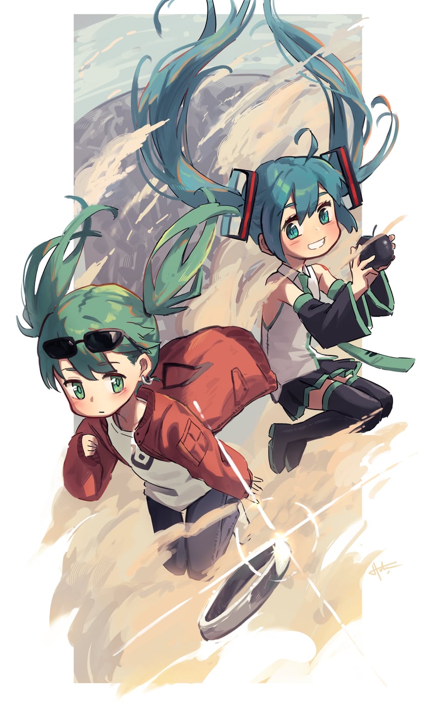 hatsune miku (vocaloid and 1 more) drawn by hayato_noda