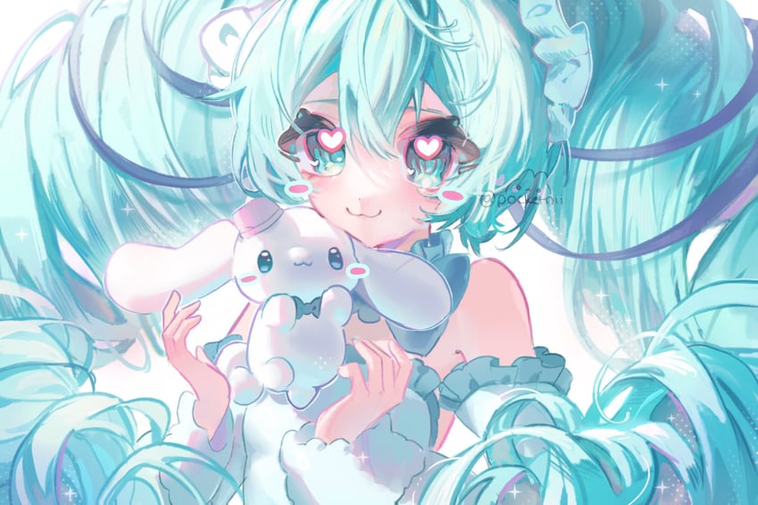 hatsune miku and cinnamoroll (vocaloid and 2 more) drawn by pocketnii