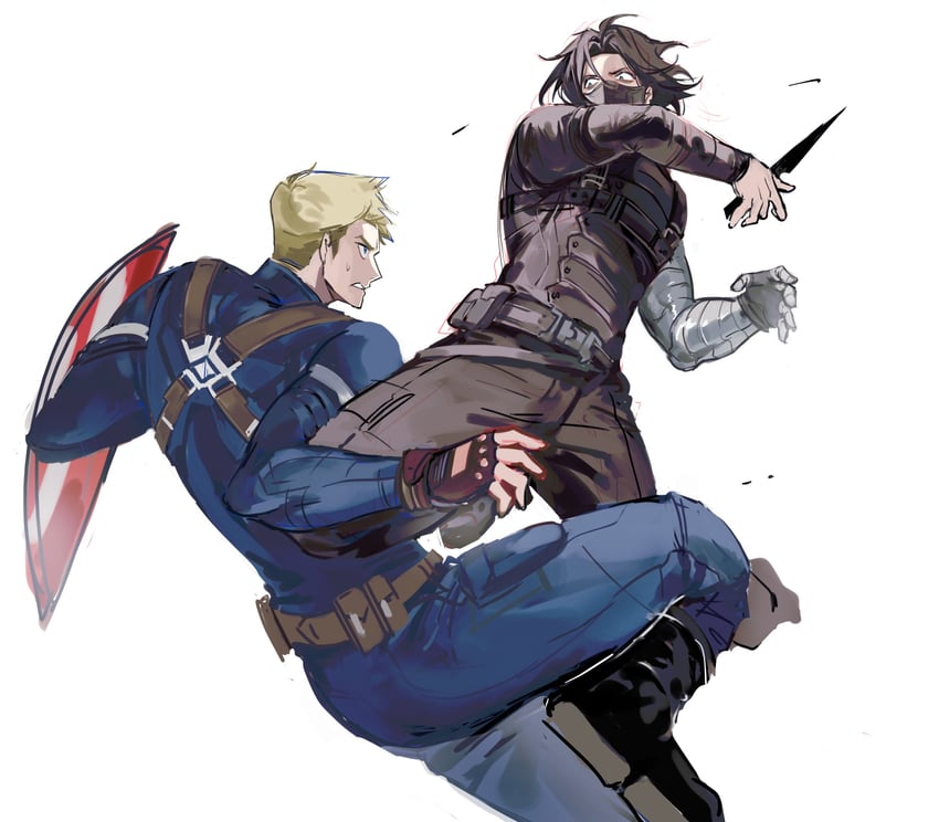 steve rogers, captain america, bucky barnes, and winter soldier (marvel and 3 more) drawn by cjy_492857