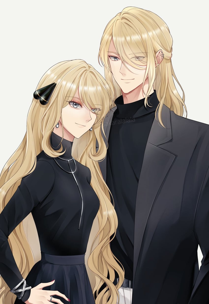 cynthia and volo (pokemon and 2 more) drawn by sakaralalala
