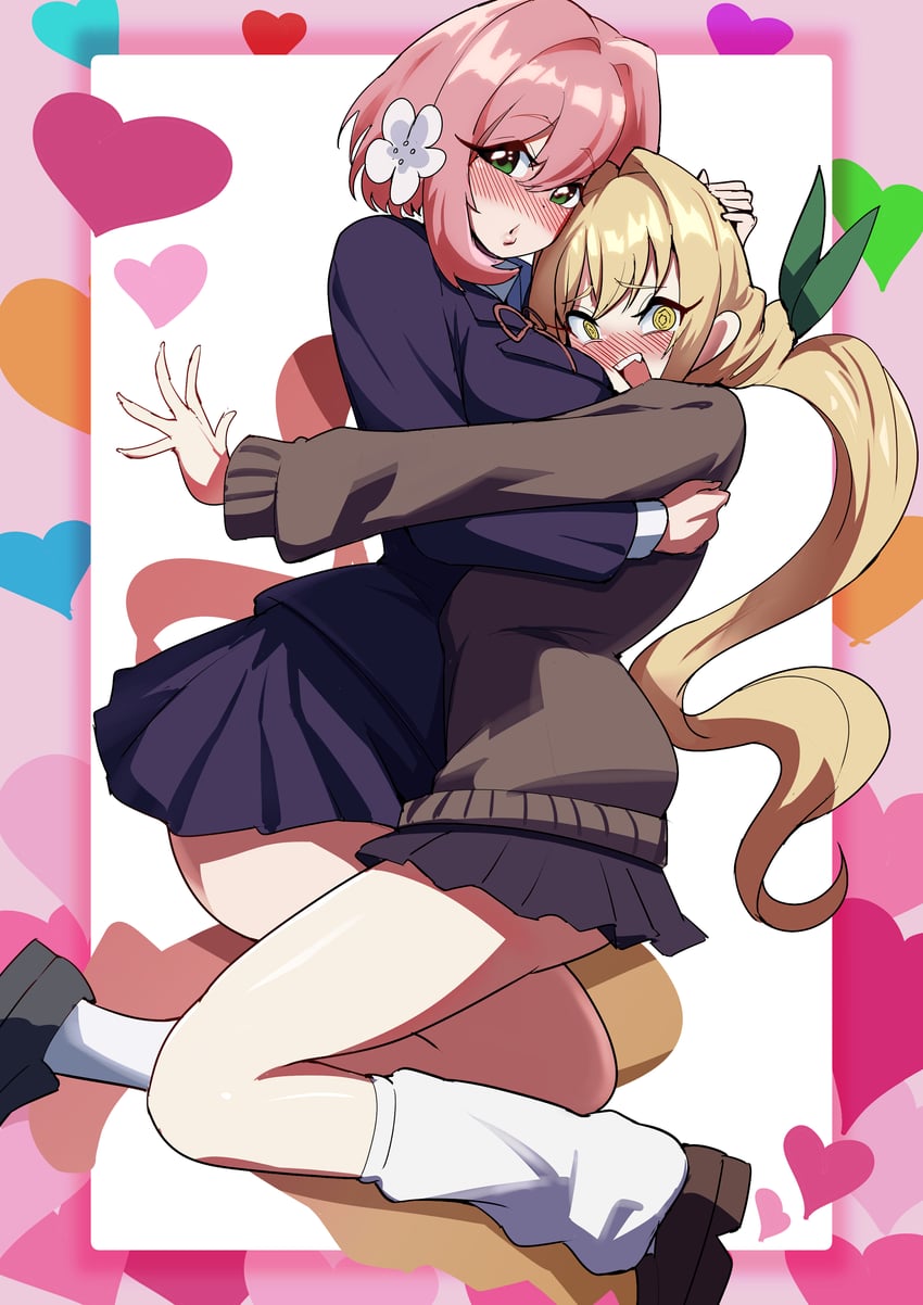 hanazono hakari and inda karane (kimi no koto ga dai dai dai dai daisuki na 100-nin no kanojo) drawn by yamada_otonari