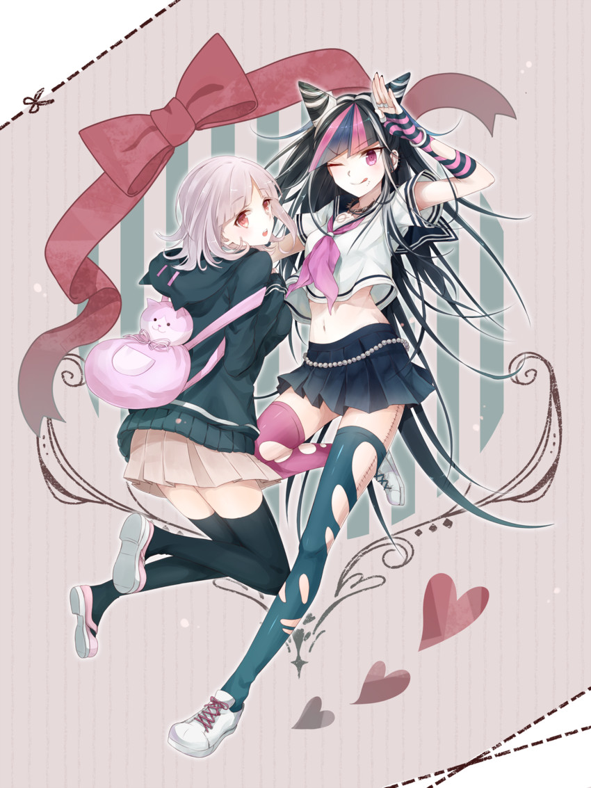 nanami chiaki and mioda ibuki (danganronpa and 1 more) drawn by shuwa