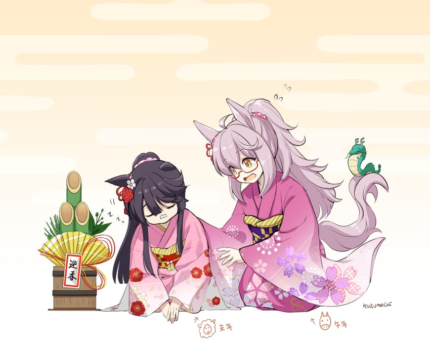 narita brian and biwa hayahide (umamusume) drawn by kuzumochi_(kuzumochiya)