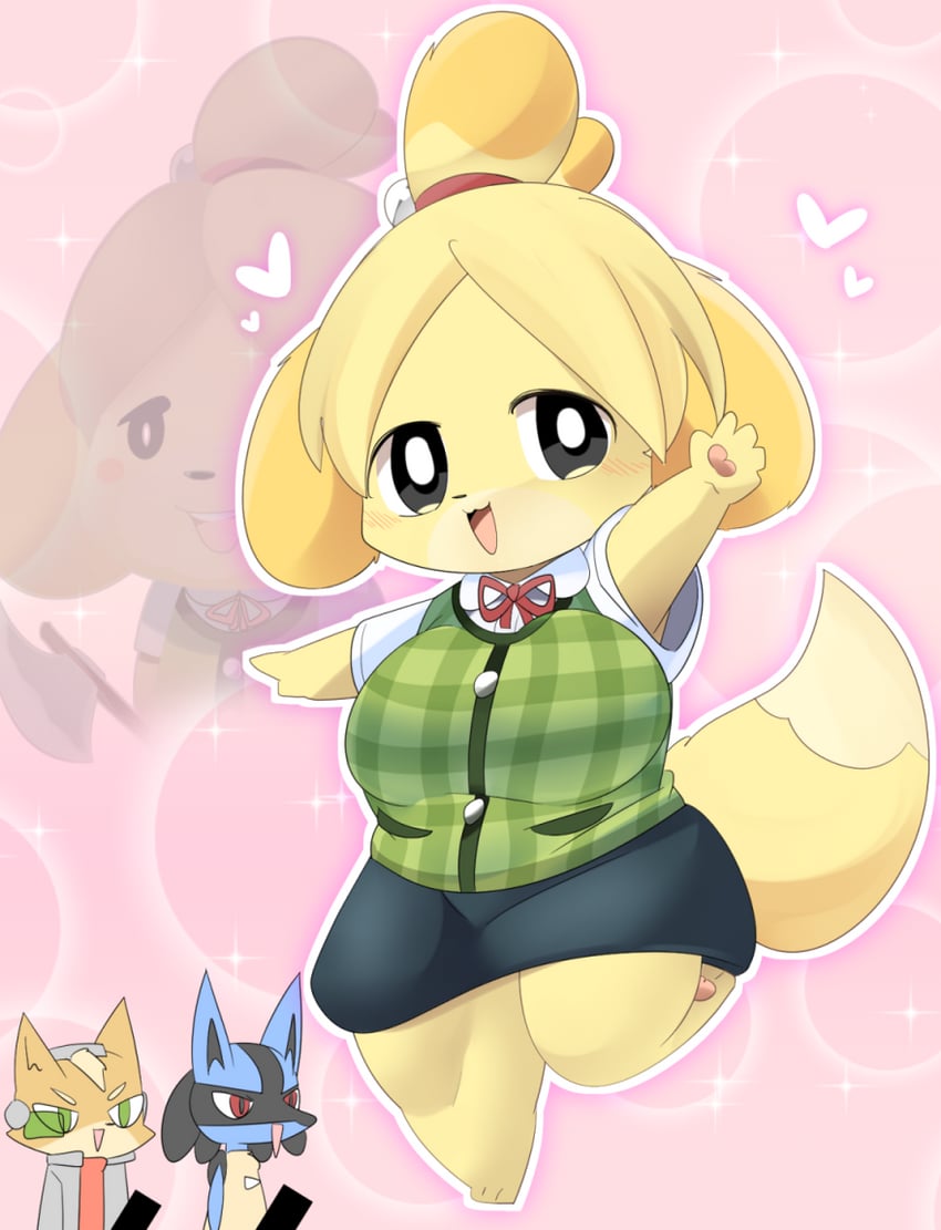 lucario, isabelle, and fox mccloud (pokemon and 3 more) drawn by lets0020