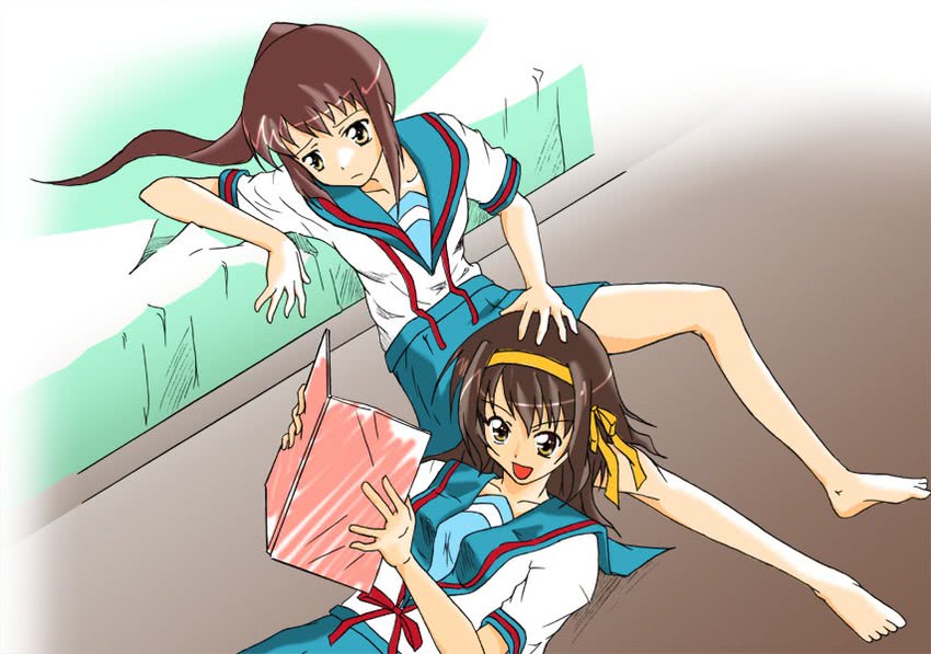 suzumiya haruhi and kyonko (suzumiya haruhi no yuuutsu) drawn by phares