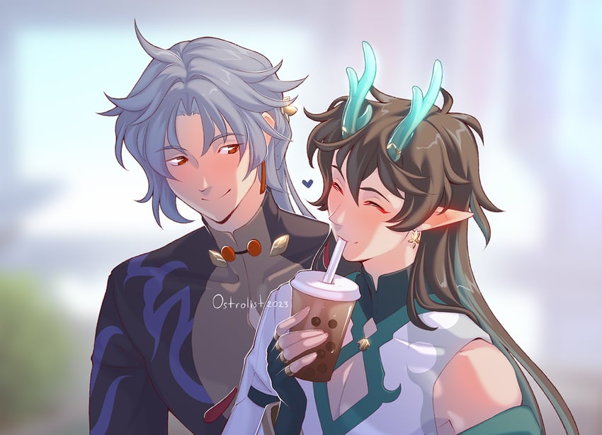 dan heng, blade, and yingxing (honkai and 1 more) drawn by 0strolist
