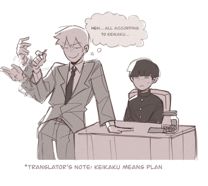 kageyama shigeo and reigen arataka (mob psycho 100) drawn by mp100days