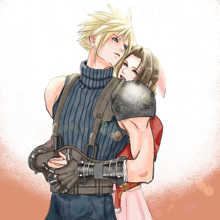 cloud strife and aerith gainsborough (final fantasy and 2 more) drawn by ws_alte